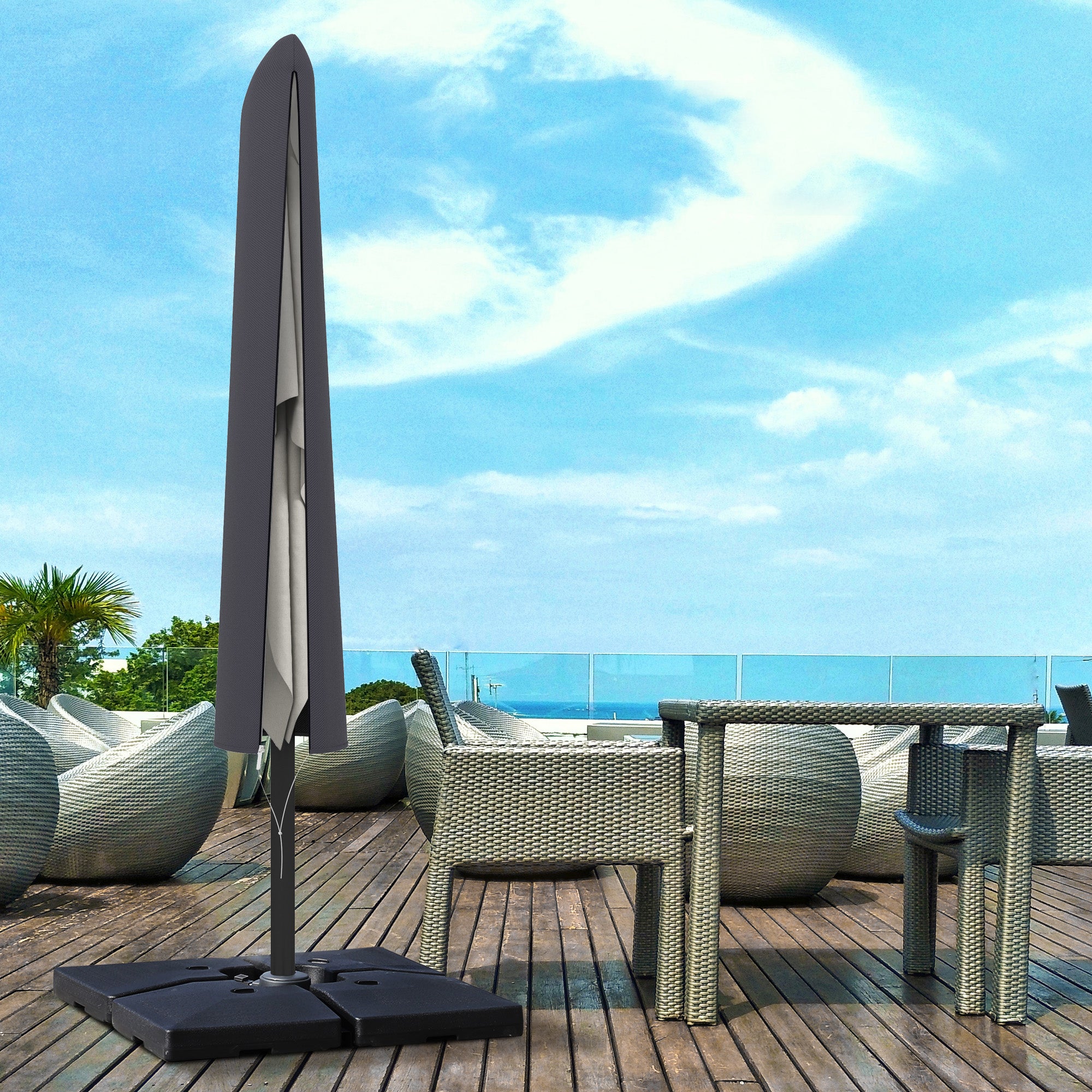 Garden Parasol Cover, Outdoor Cantilever Umbrella Cover with Zipper, Dark Grey Umbrella Covers at Gallery Canada