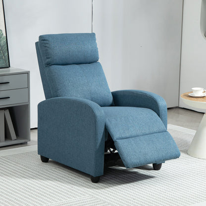 Fabric Recliner Chair Manual Home Theater Seating Single Reclining Sofa Chair with Padded Seat for Living Room, Blue Sofas & Reclining Chairs   at Gallery Canada