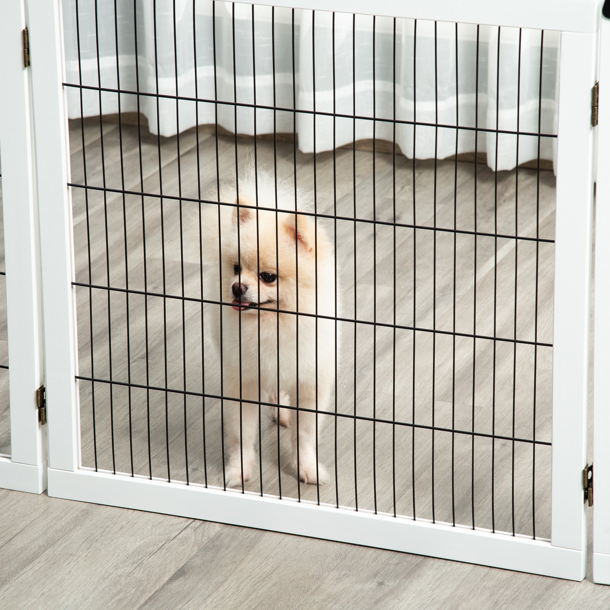 Wooden Freestanding Pet Gate w/ 2 Support Feet, White Houses, Kennels & Pens   at Gallery Canada