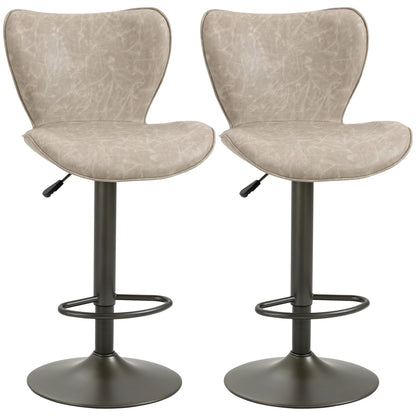 Swivel Bar Stools Set of 2, Adjustable Counter Height Bar Stools with Round Steel Base, Footrest, ‎Light Grey Bar Stools Multi Colour  at Gallery Canada