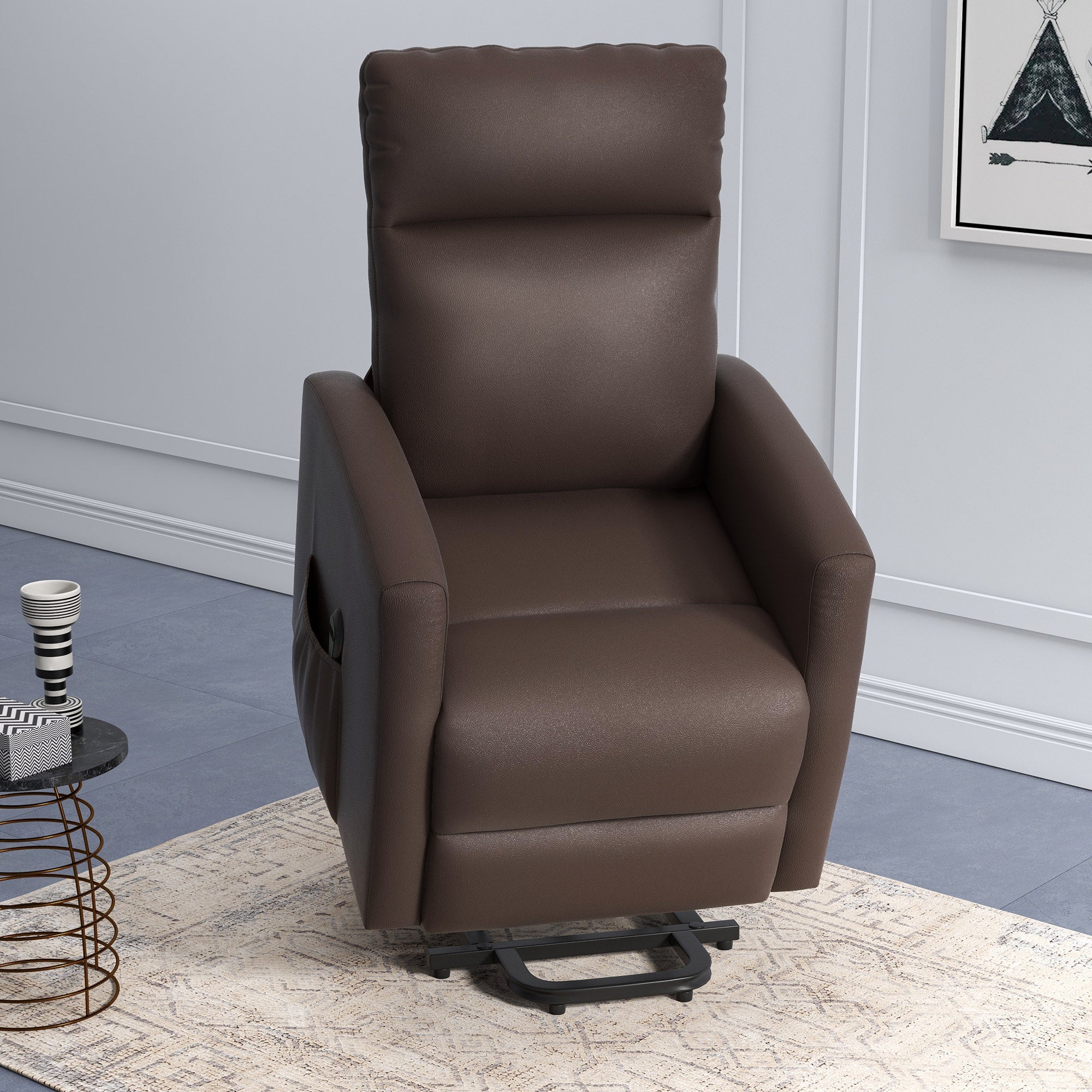 Power Lift Recliner Chair with Remote Control Side Pocket for Living Room Home Office Study Brown Electric Power Lift Chairs at Gallery Canada