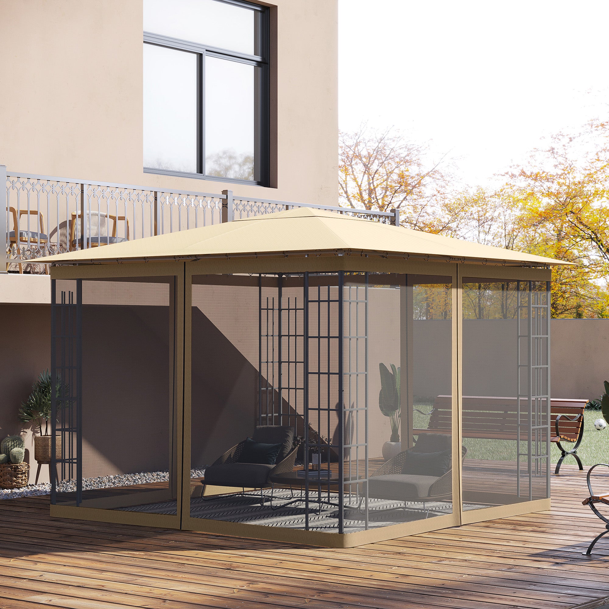 Gazebo Replacement Mosquito Netting 10' x 10' Black Screen Walls for Canopy with Zippers for Parties and Outdoor Activities Gazebo Sidewalls at Gallery Canada