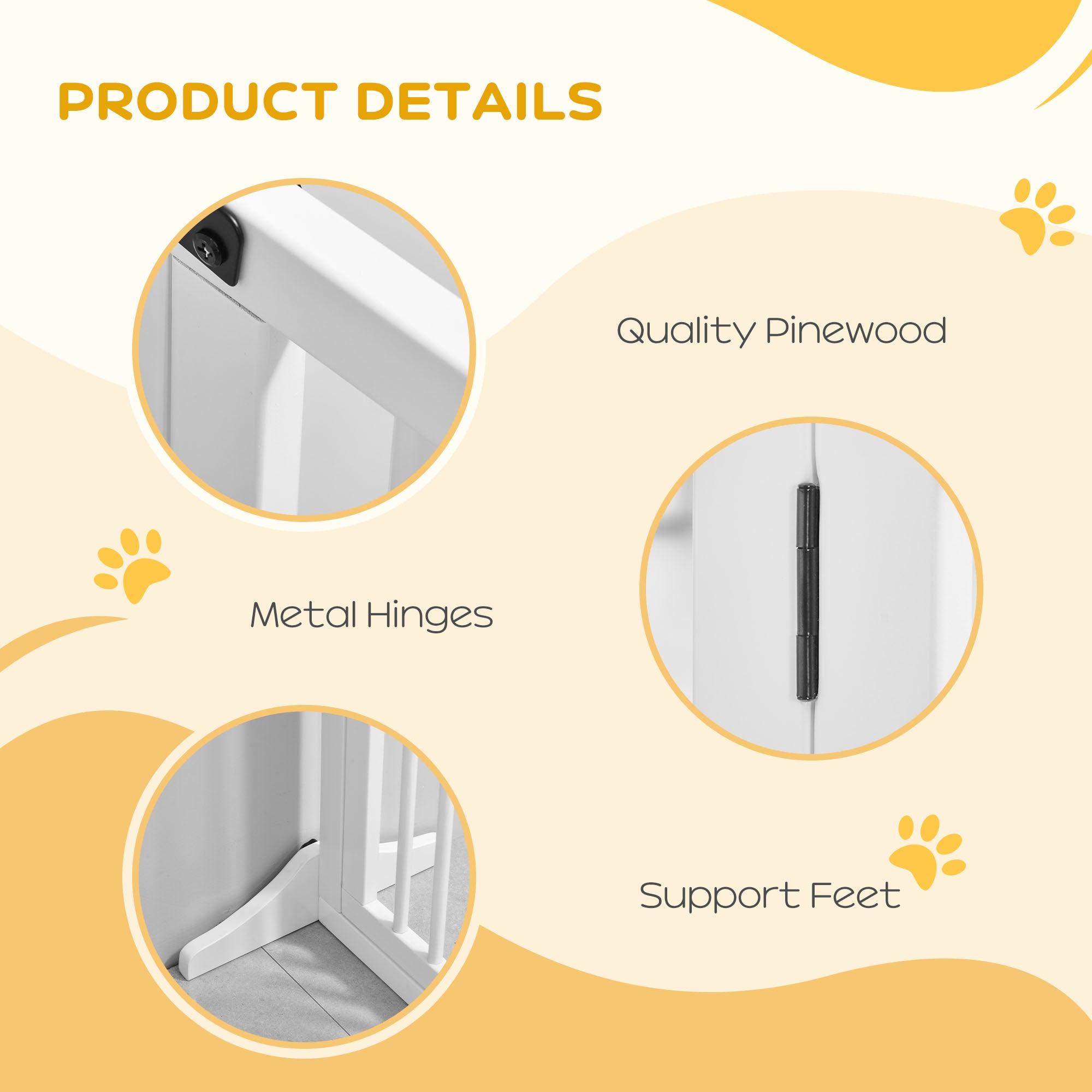 Freestanding Length Adjustable Wooden Pet Gate with Lockable Door 3 Panels, White Houses, Kennels & Pens at Gallery Canada