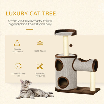 Cat Tree Tower Indoor Cats Climbing Activity Center Kitten Furniture w/ Cat House, Bed, Scratching Post, Hanging Toy, Brown - Gallery Canada