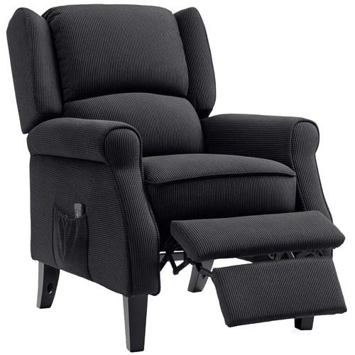 Push Back Recliner Chair, Vibration Massage Recliner for Living Room with Extendable Footrest, Remote, Pocket, Black