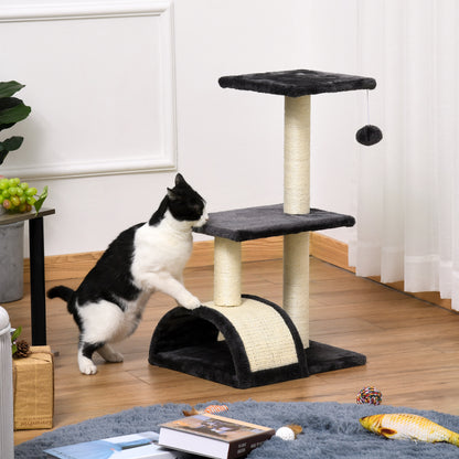 28" Cat Tree with Scratching Post, Pad, Toy Ball for Indoor Cats, Grey Cat Towers   at Gallery Canada