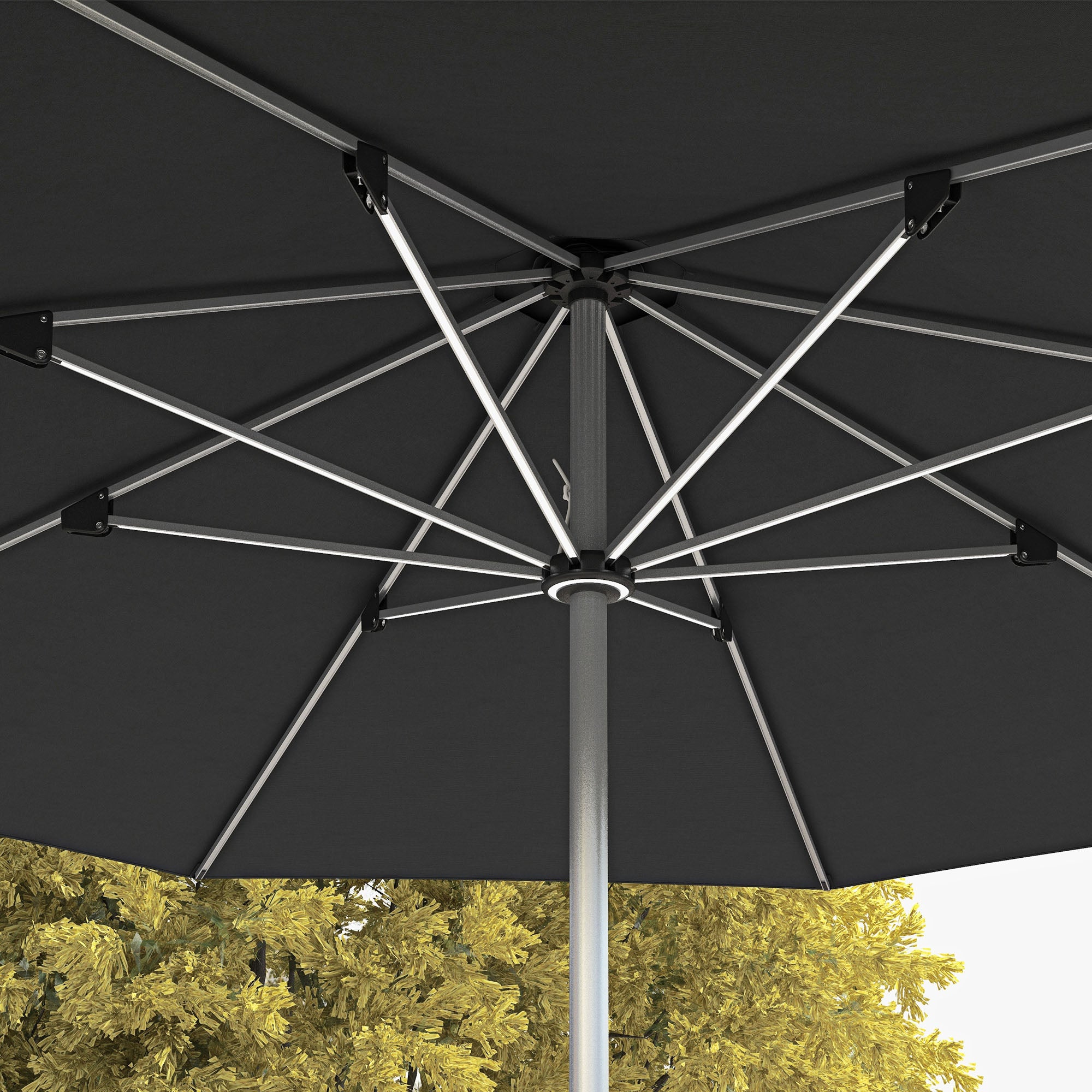 LED Patio Umbrella, Lighted Deck Umbrella with 4 Lighting Modes, Solar &; USB Charging, Charcoal Grey Sun Umbrellas   at Gallery Canada