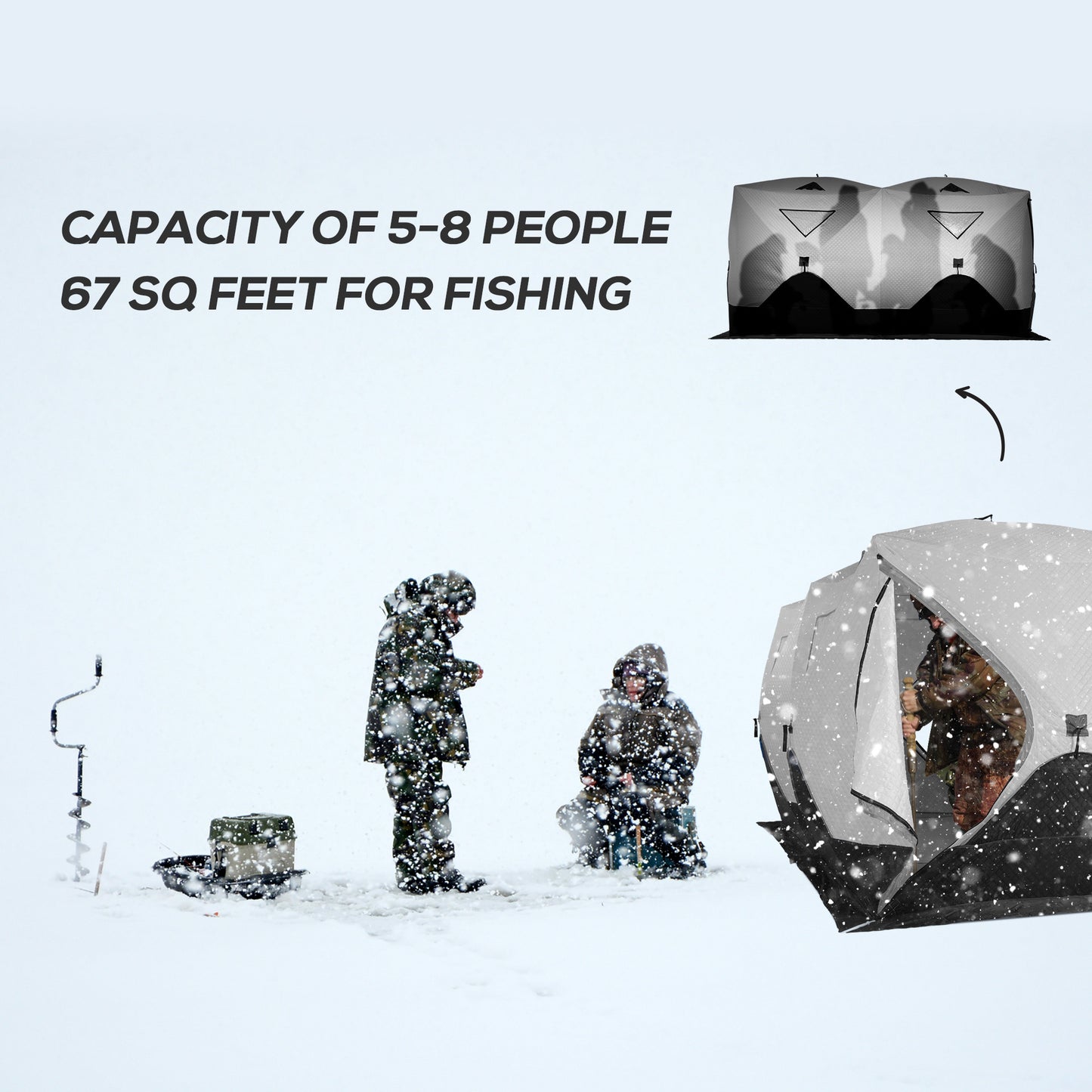 8-Person Insulated Ice Fishing Tent Shelter with Ventilation Windows and Carry Bag, for -22℉, Grey Ice Fishing Tents   at Gallery Canada