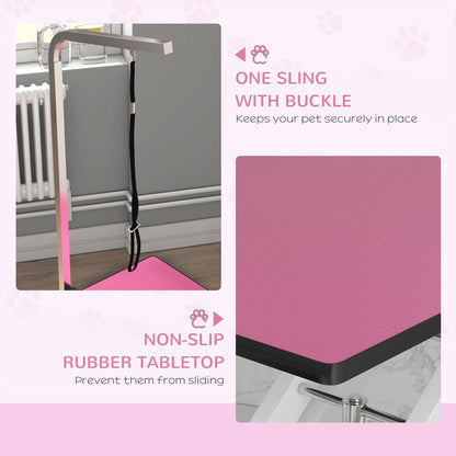 Pet Grooming Table, Height Adjustable Dog Grooming Table with Arm, Noose and Non-Slip Grooming Table, Pink Dog Grooming Tables   at Gallery Canada