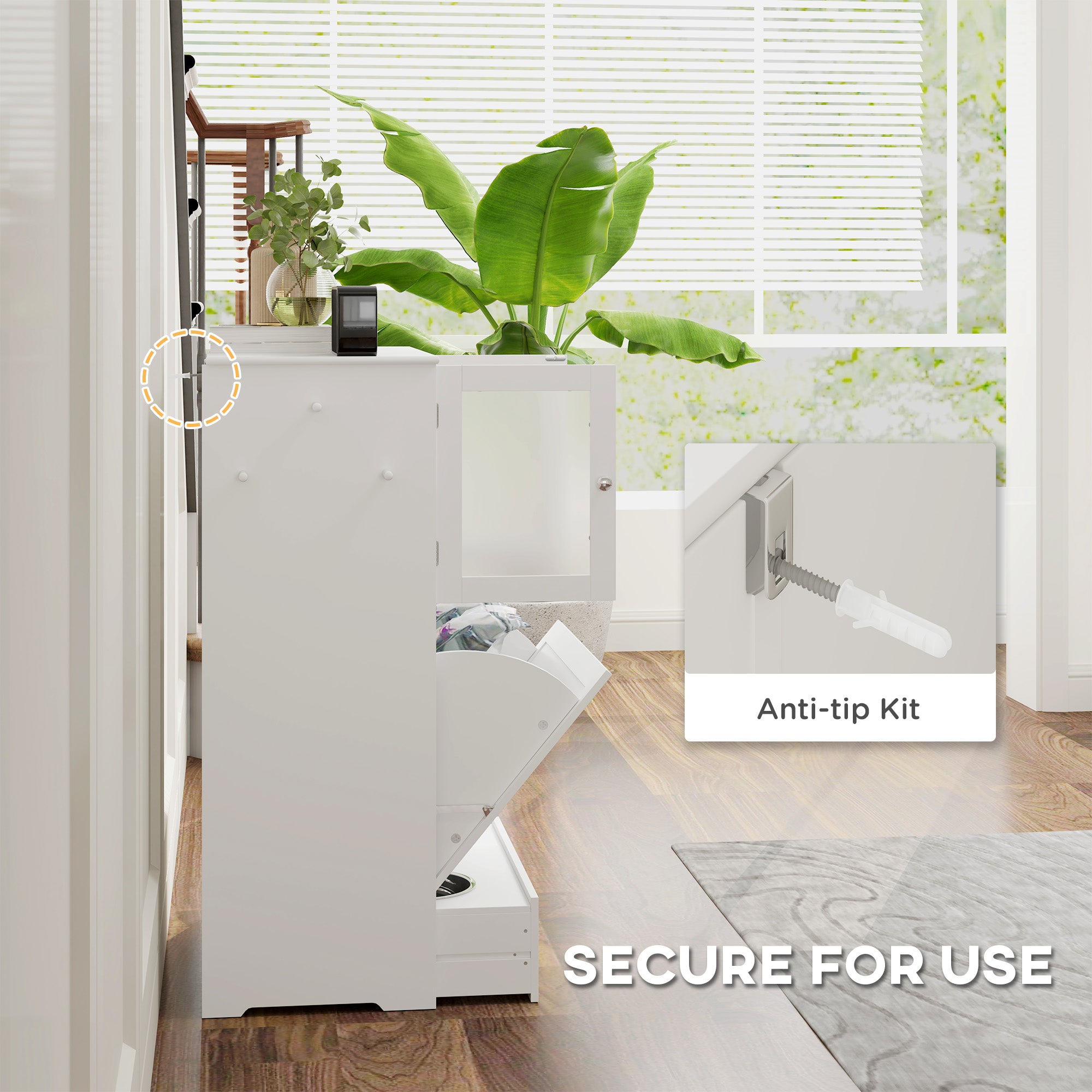 Dog Feeding Station with 2 Storage Cabinets, 2 Elevated Bowls, Side Hooks, Anti-tip Kit for Water and Feeding Supplies Dog Bowls at Gallery Canada