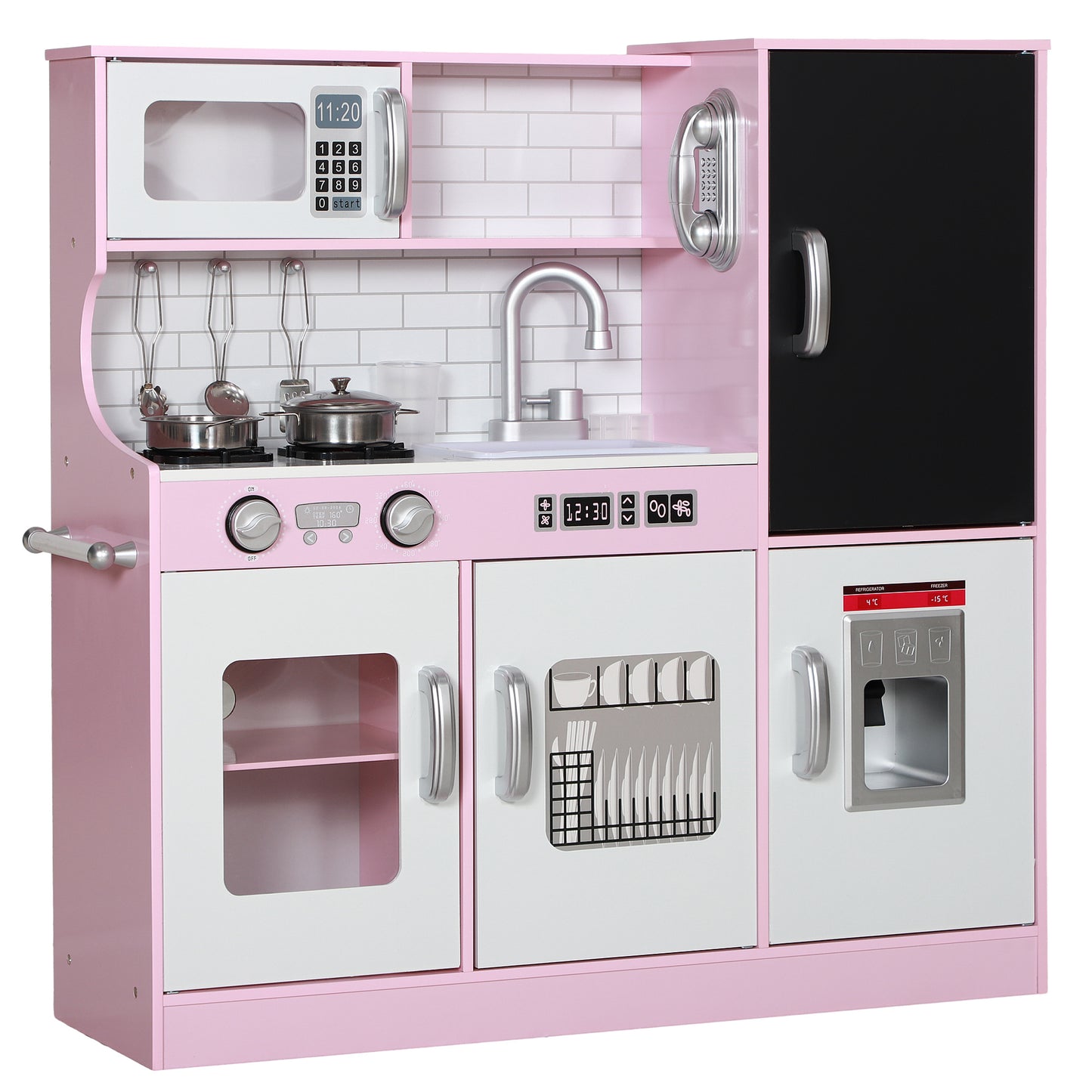 Play Kitchen for Kids, Kids Kitchen Playset w/ Chalkboard, Ice Maker, Play Phone, Sink, Microwave Play Kitchen   at Gallery Canada