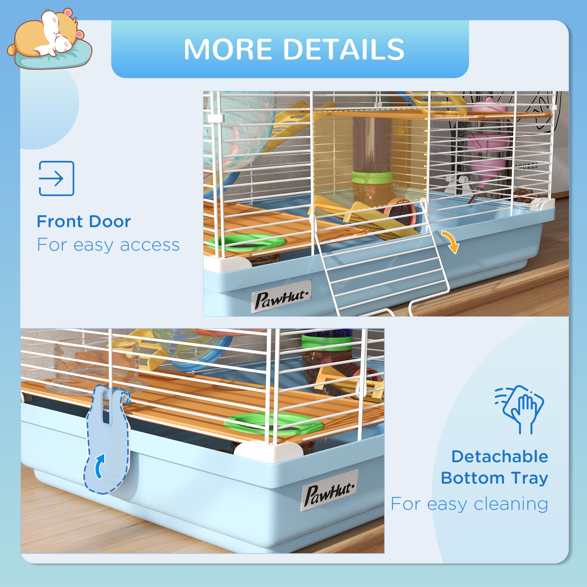 5 Tiers Hamster Cage Portable with Exercise Wheels Play Tube Water Bottle Dishes House Ladder for Gerbils, Light Blue Hamster Cages at Gallery Canada