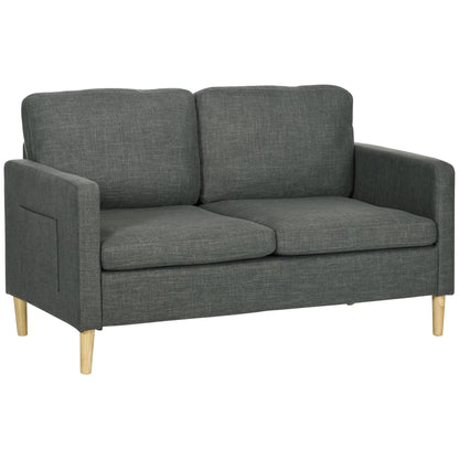 56" 2 Seat Sofa, Modern Love Seats Furniture, Upholstered 2 Seater Couch with Side Pockets, Solid Steel Frame, Grey 2-Seater Sofas Grey  at Gallery Canada