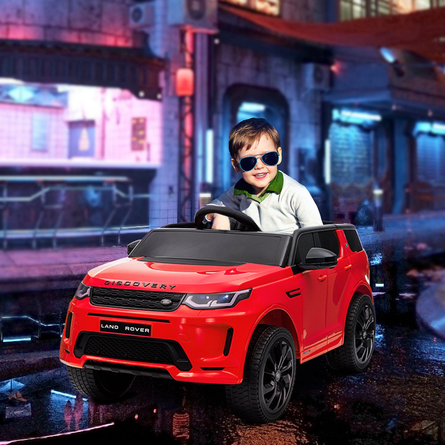 Land Rover Discovery Sport Licensed 12V Ride on Car w/ Remote, Soft Start, LED Lights, Music Horn, Red Electric Toy Cars Red  at Gallery Canada