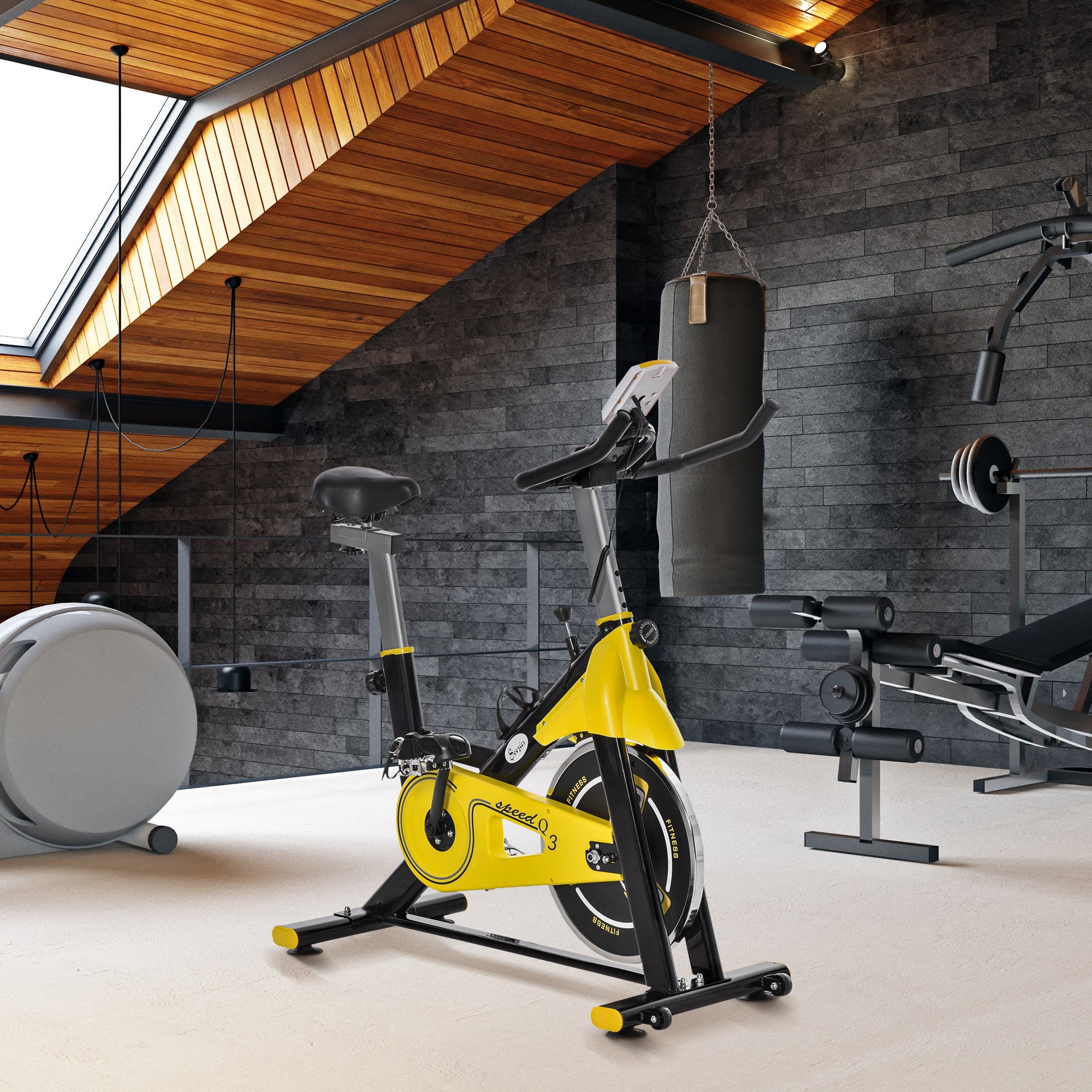 Stationary Exercise Bike, Indoor Cardio Workout Cycling Bike with Belt Drive Adjustable Resistance, Seat, Handlebar w/ LCD Display for Home Gym Exercise & Stationary Bikes at Gallery Canada