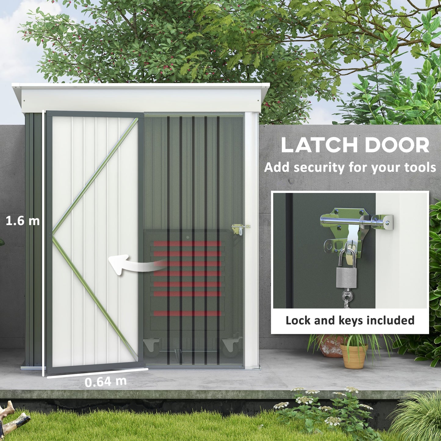 Outdoor Storage Shed, Steel Lean-to Shed with Adjustable Shelf, Lock, Gloves, 5'x3'x6', Dark Grey Sheds   at Gallery Canada