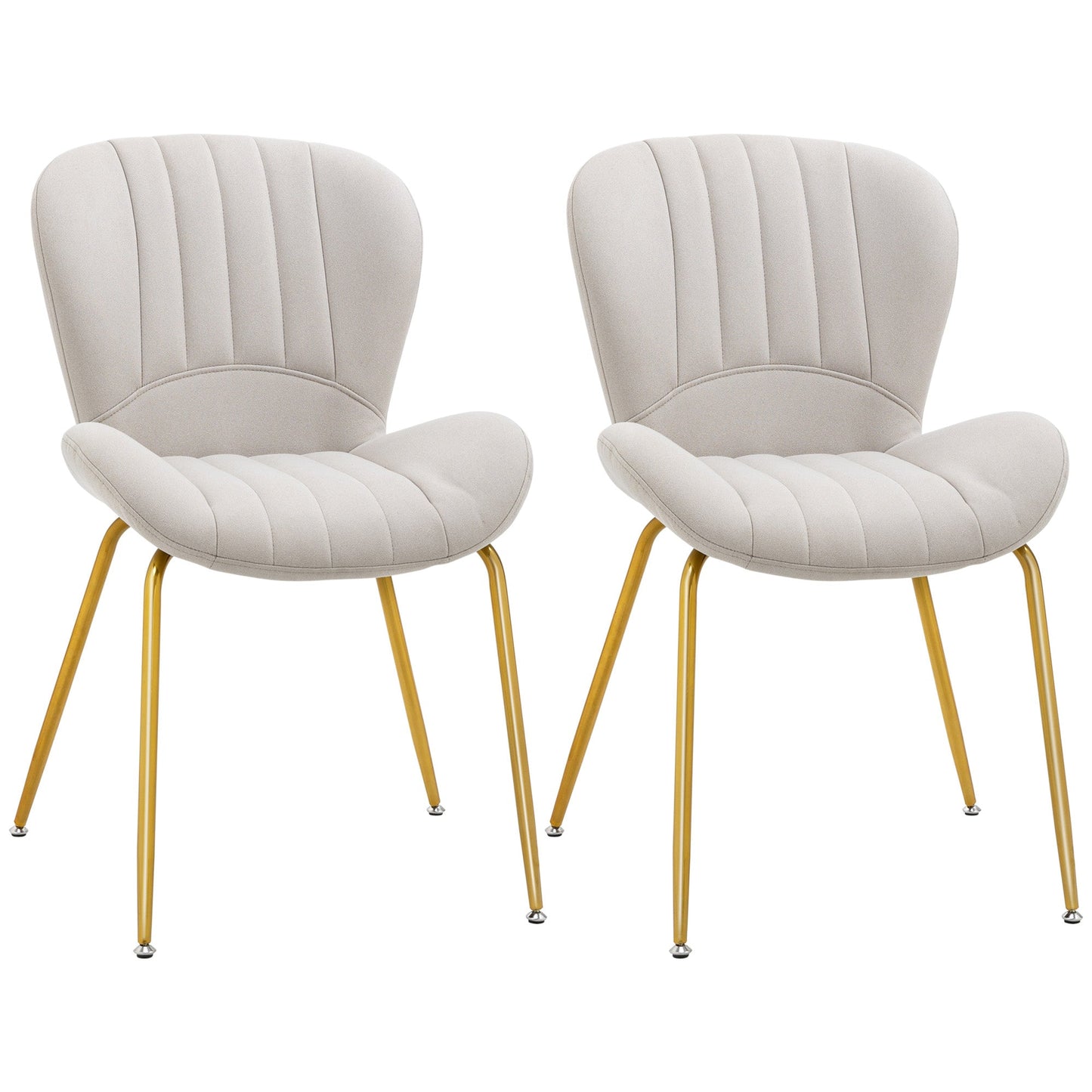 Dining Chairs Set of 2, Modern Accent Chair with Cushioned Backrest, Upholstery for Kitchen and Living Room, Cream White Bar Stools Multi Colour  at Gallery Canada