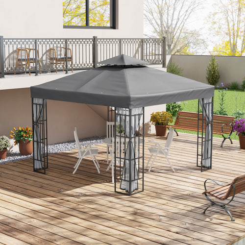 10'x10' Garden Gazebo Patio Canopy Portable Party Event Backyard w/ Mosquito Netting Grey