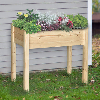 34"x18"x30" Wooden Raised Garden Bed, Elevated Planter Box with Legs, Drainage Holes, Inner Bag for Garden, Natural Elevated Garden Beds   at Gallery Canada