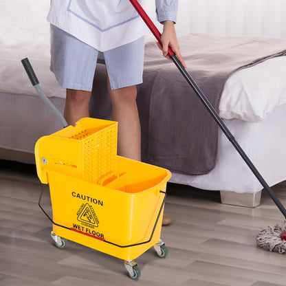 5 Gallon Commercial Mop Bucket with Side Press Wringer on Wheels, Yellow Household Supplies   at Gallery Canada