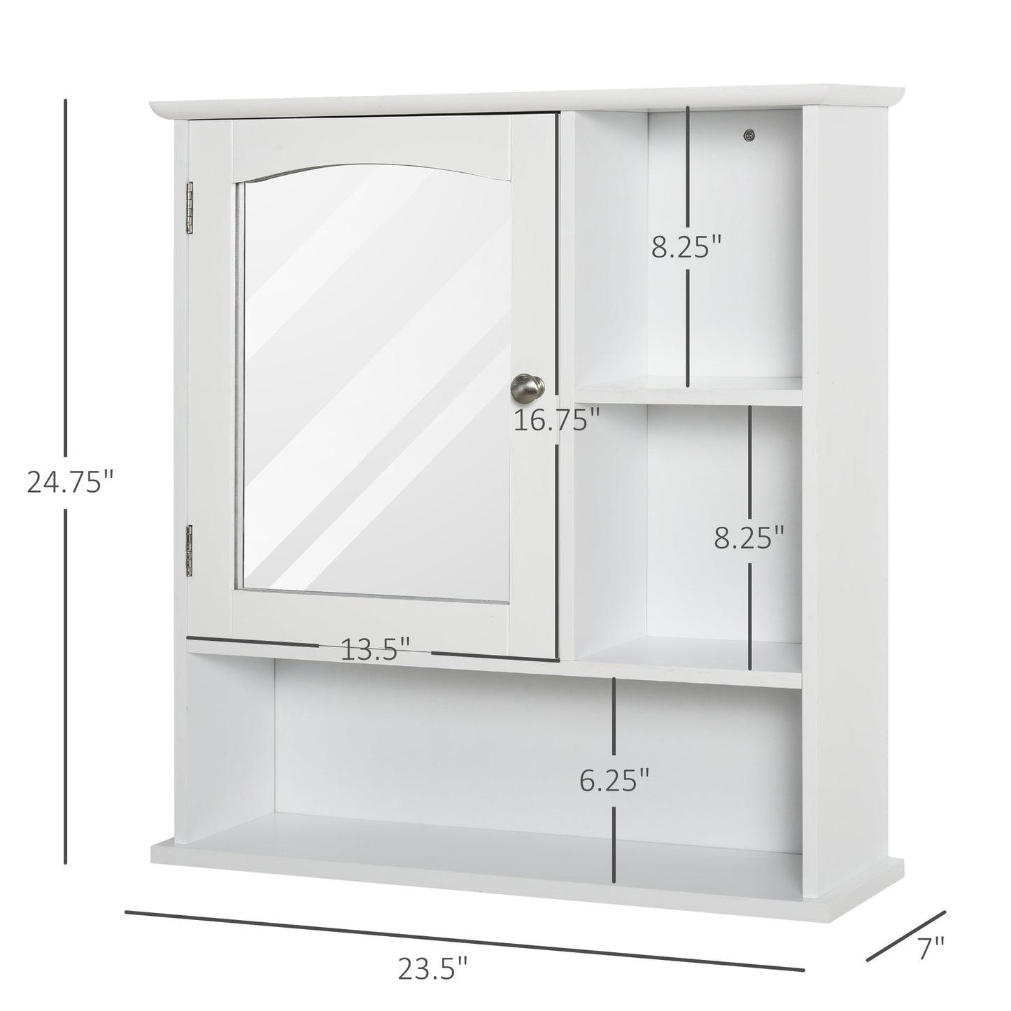 Wall-Mounted Medicine Cabinet, Bathroom Mirror Cabinet with Doors and Storage Shelves, White Mirror Medicine Cabinets   at Gallery Canada