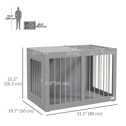 31.5" Dog Crate Furniture with Double Doors, for Medium Dogs, Grey Houses, Kennels & Pens   at Gallery Canada