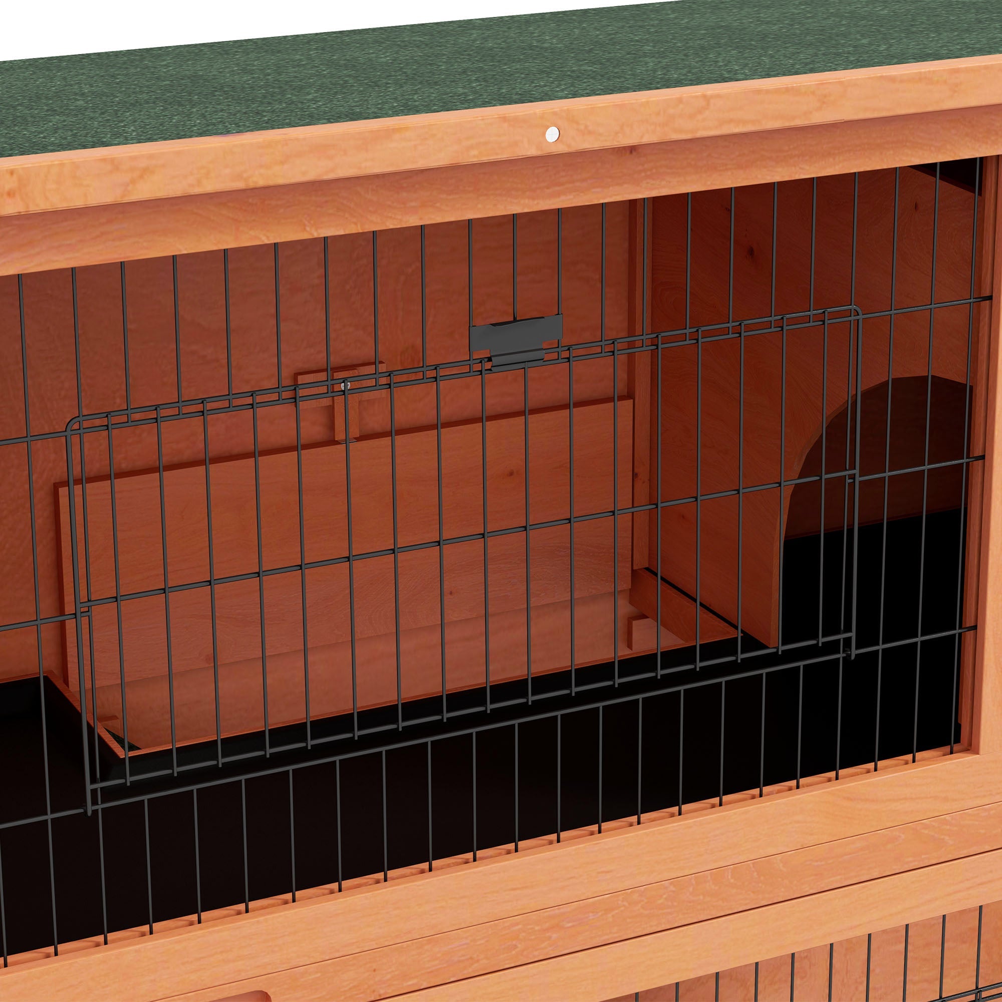 Wooden Rabbit Hutch with Trays, Ramp, Asphalt Roof, Doors for 1-2 Rabbits, 47