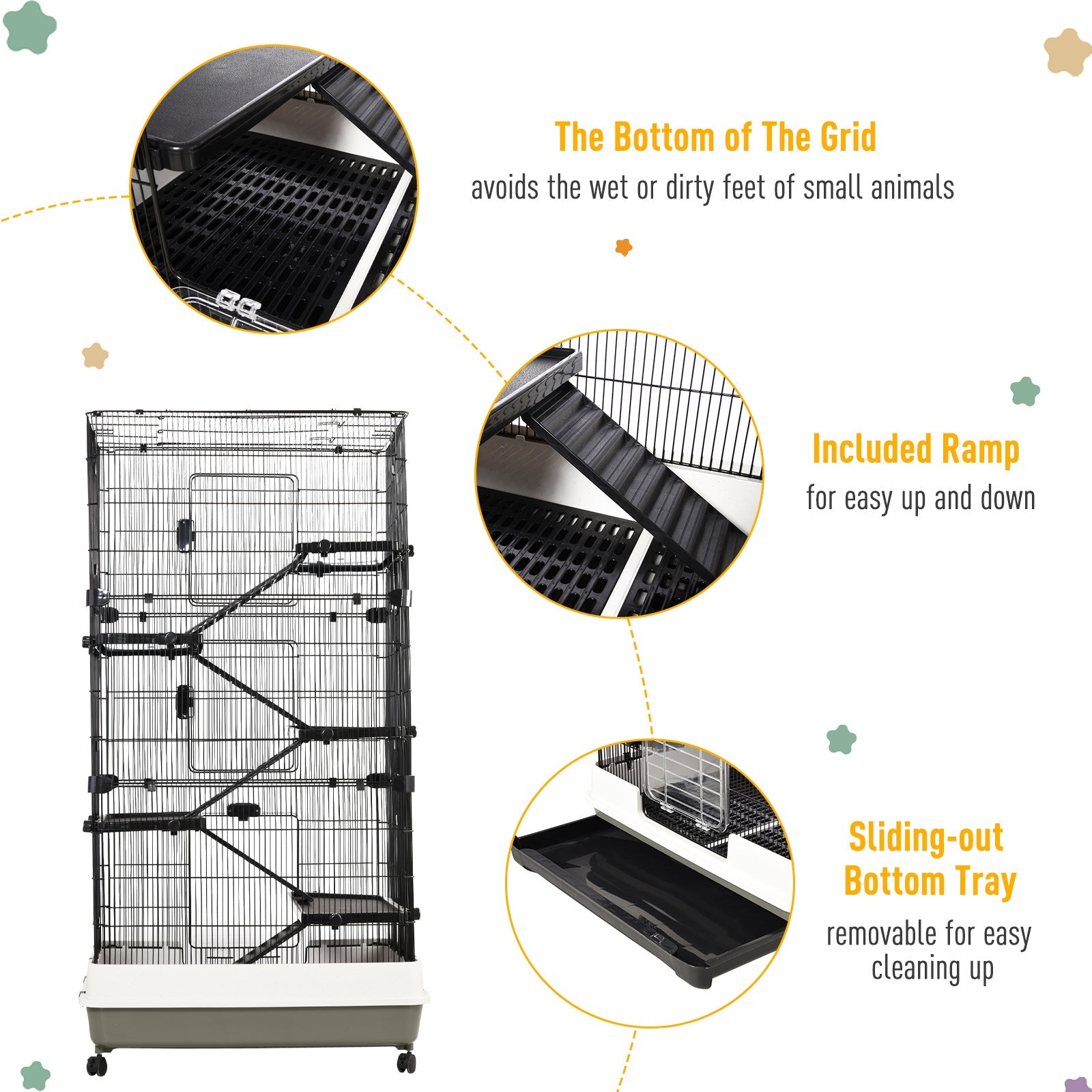 6-Tier Rolling Small Animal Cage with Platforms, Ramps, Tray, Wheels - Black Houses & Habitats   at Gallery Canada