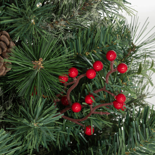 2ft 2 Pack Artificial Christmas Tree, Pre Lit Christmas Tree with Red Berries and Pine Cones, Battery Operated, Green