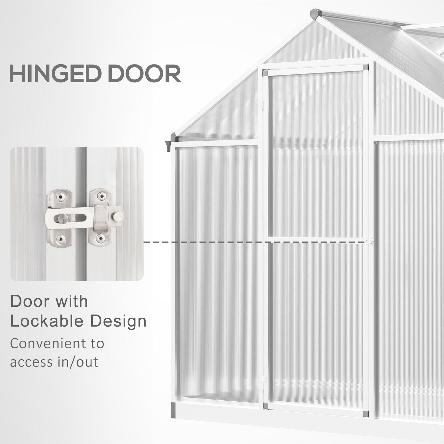 4' x 6.2' x 6.4' Walk-in Garden Greenhouse, Polycarbonate Panels Plants Flower Growth Shed, Cold Aluminum Frame Outdoor Portable Warm House Walk In Greenhouses   at Gallery Canada