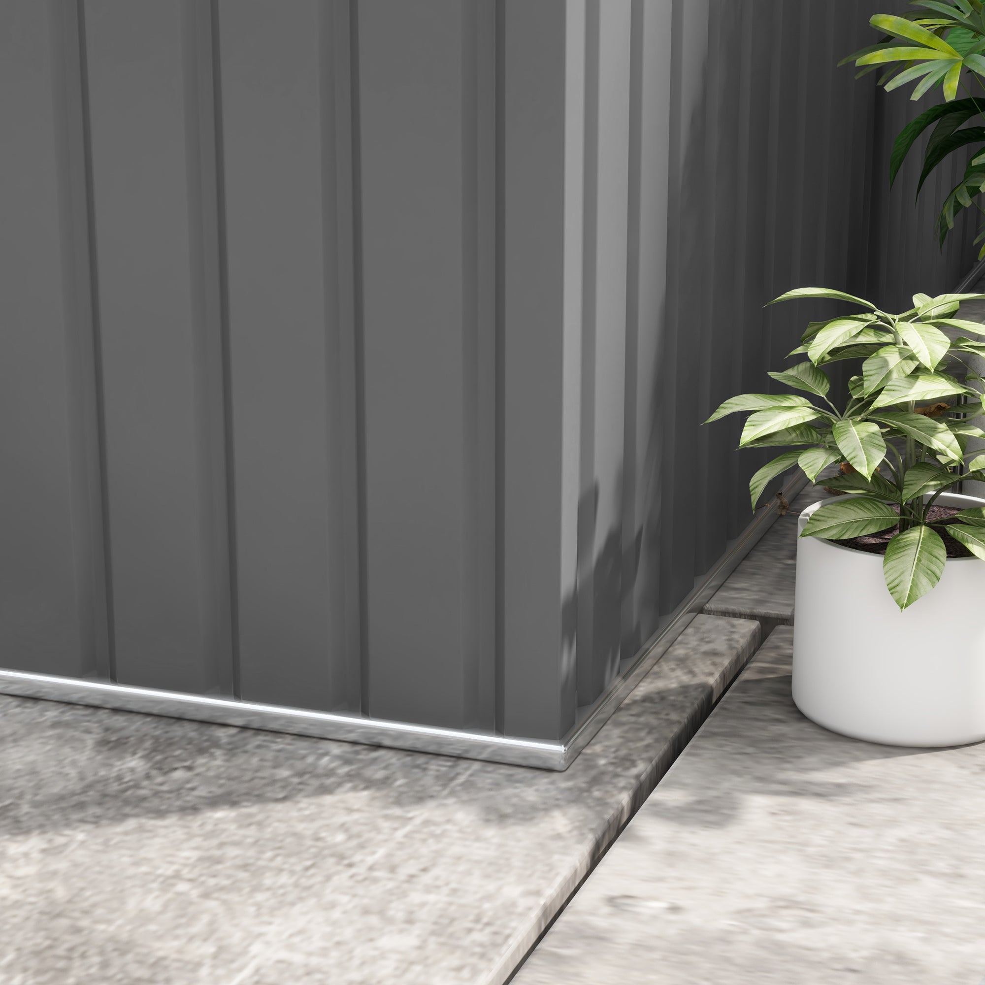 9' x 10.6' Garden Storage Shed w/ Foundation Kit Metal Tool Storage House w/ Double Doors Light Grey Sheds at Gallery Canada