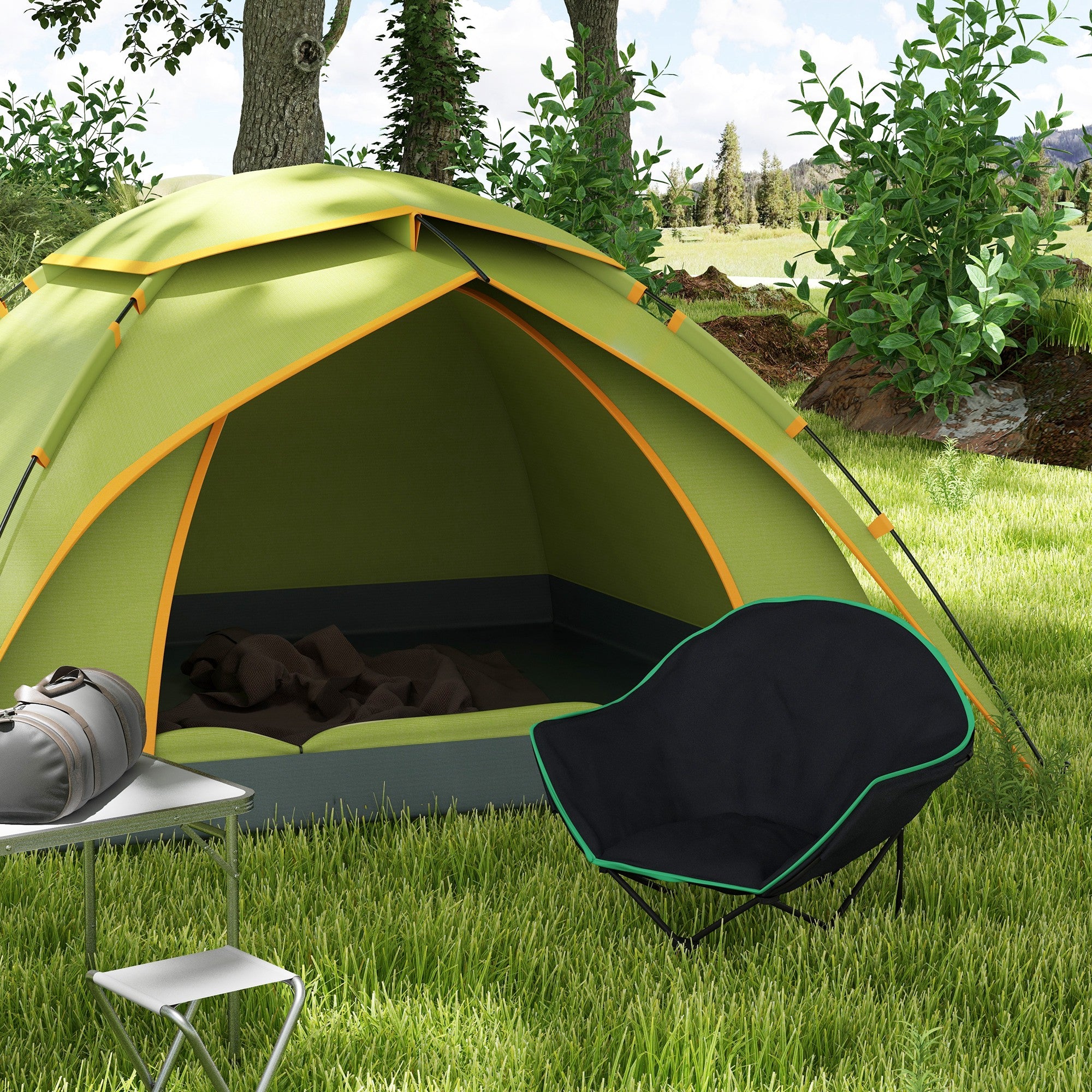 Foldable Camping Chair Padded Moon Saucer Chair with Carry Bag, Storage Pocket for Outdoor, Beach, Picnic, Hiking, Fishing, Travel Picnic Tables & Camping Chairs at Gallery Canada