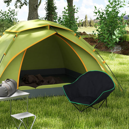 Foldable Camping Chair Padded Moon Saucer Chair with Carry Bag, Storage Pocket for Outdoor, Beach, Picnic, Hiking, Fishing, Travel