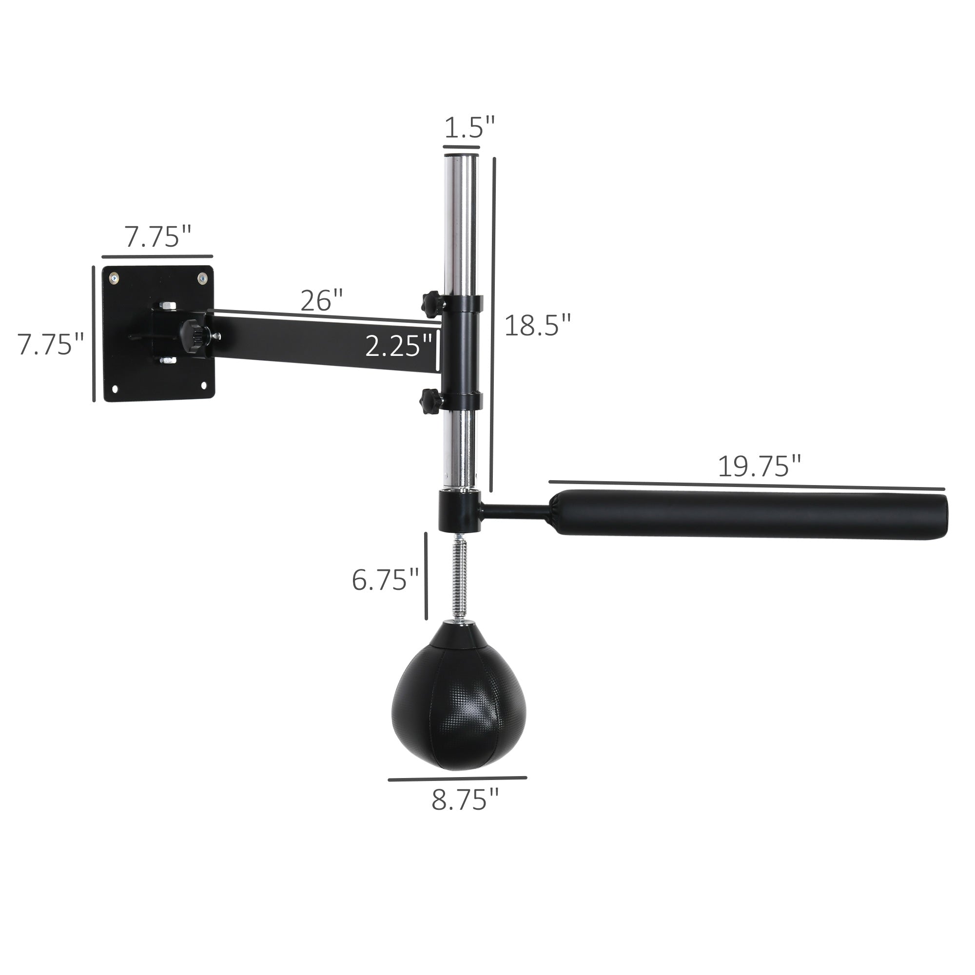 Wall Mount Reflex Boxing Trainer, 360° Rotating Rapid Boxing Bar with Punching Ball, Height Adjustable for Home Gym More-Strength Training Equipment   at Gallery Canada