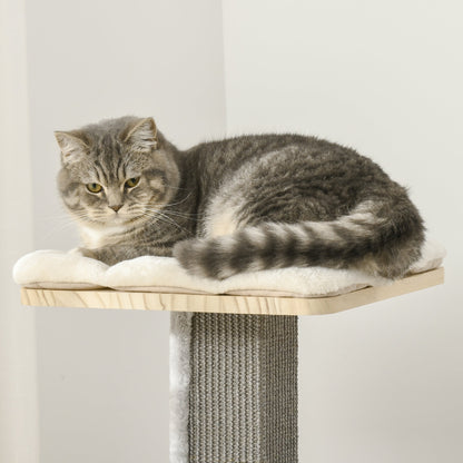 49" Cat Tree Kitty Activity Center Wooden Cat Climbing Toy Pet Furniture with Cat Condo Cat Roller Ladder Cushions Sisal Scratching Post Pad, Natural Cat Towers   at Gallery Canada