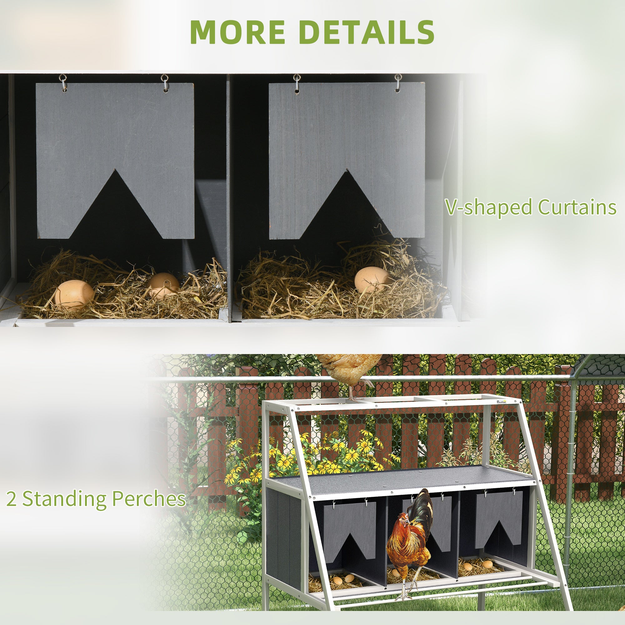 3 Compartments Nesting Boxes for Chickens with Privacy Curtains, Standing Perches, Up to 6-12 Hens Chicken Coops at Gallery Canada