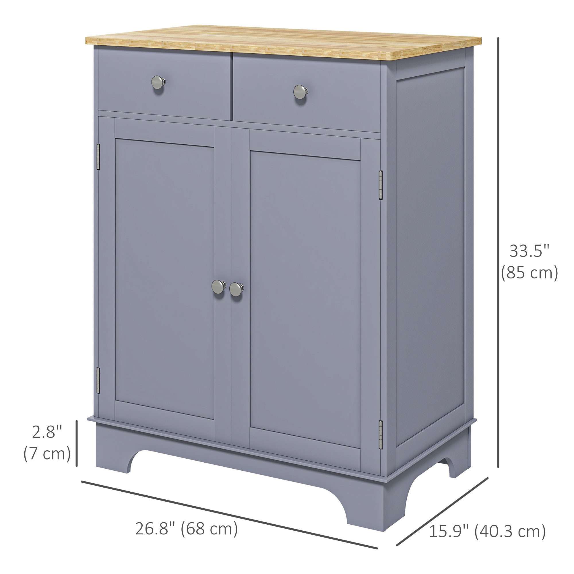 Kitchen Storage Cabinet with Adjustable Shelf, 2 Drawers and 2 Doors, Sideboard Buffet Cabinet, Grey Storage Cabinets   at Gallery Canada