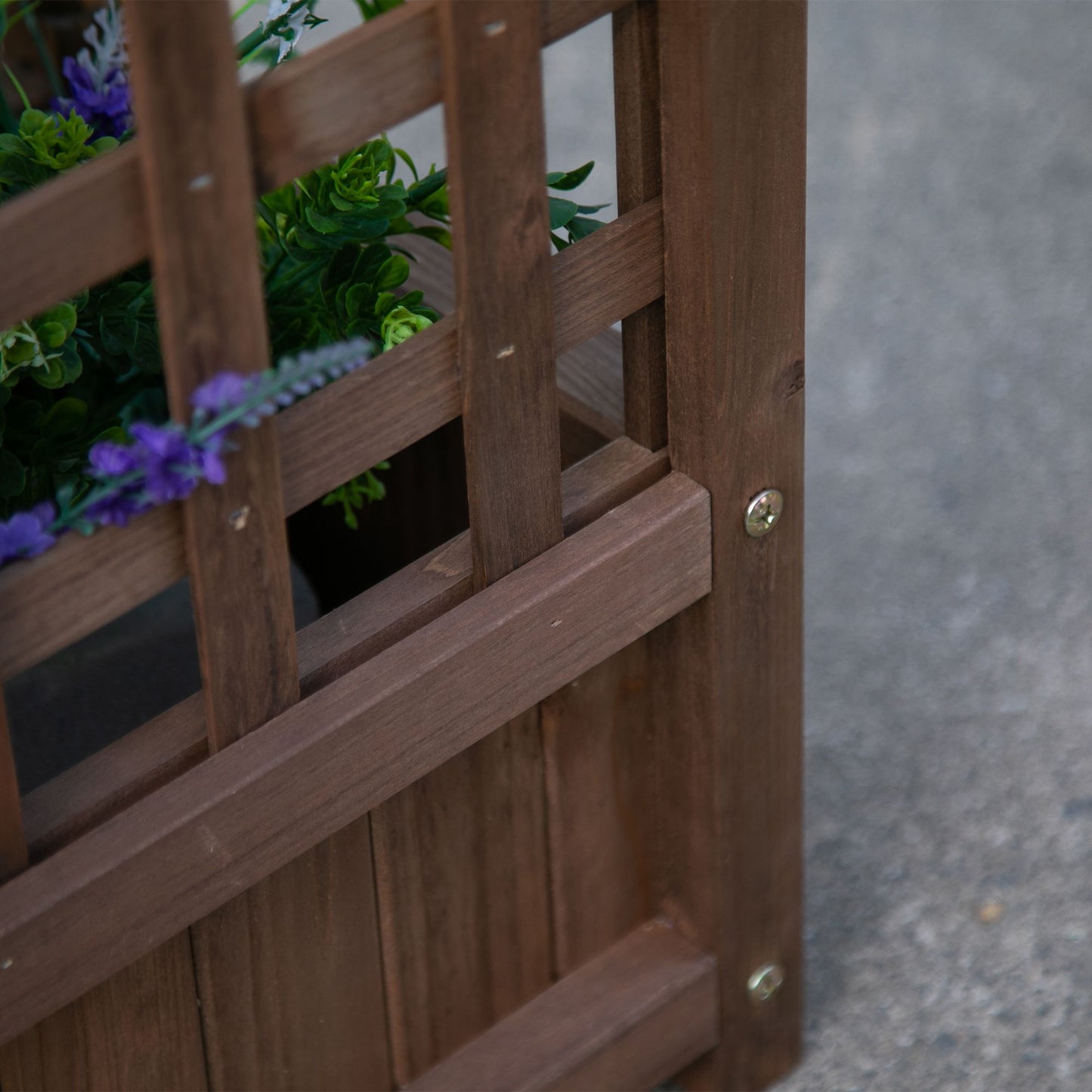 Raised Garden Bed with Trellis, Wood Planter Box for Garden, Free Standing Flower Bed, 25.2" x 11" x 47.2" Brown Elevated Garden Beds at Gallery Canada