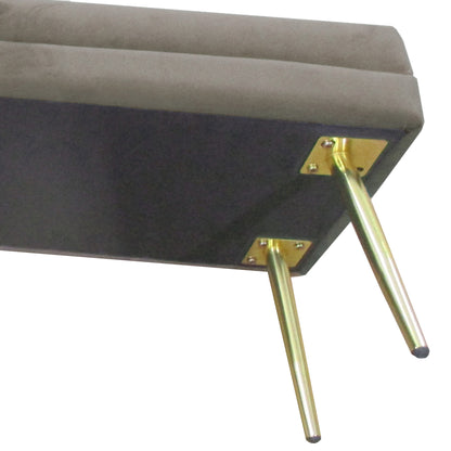 End of Bed Bench, Velvet-feel Upholstered Bench with Thick Padded Seat and Steel Legs, Modern Bedroom Bench, Beige Storage Ottomans & Benches   at Gallery Canada