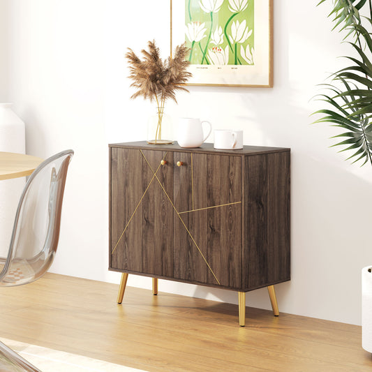 Sideboard Storage Cabinet with Luxurious Steel Lines, Brown Storage Cabinets at Gallery Canada