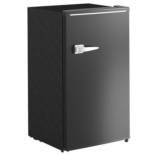 Retro Mini Fridge, 3.1 Cu. Ft Single Door Compact Refrigerator with Adjustable Thermostat, 2 Glass Shelves, Black