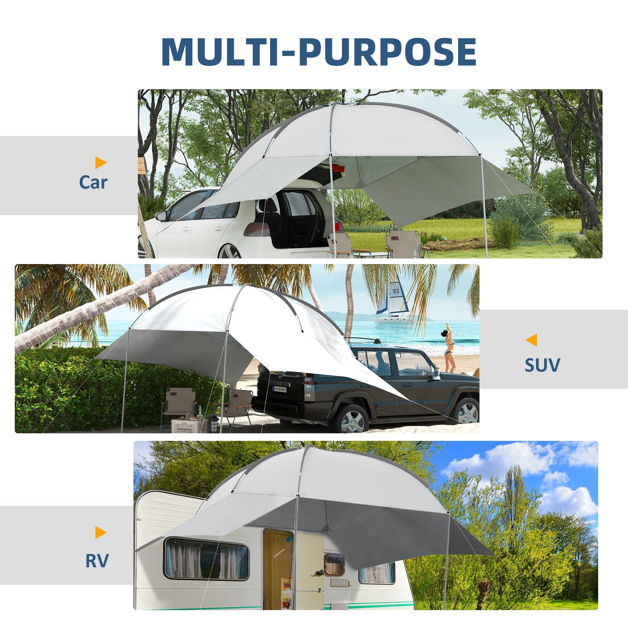 Portable SUV Tailgate Tent with Awning and 2 Side Walls, Rooftop Car Awning Sun Shelter, for Truck, RV, Van, Trailer Camping Tents at Gallery Canada
