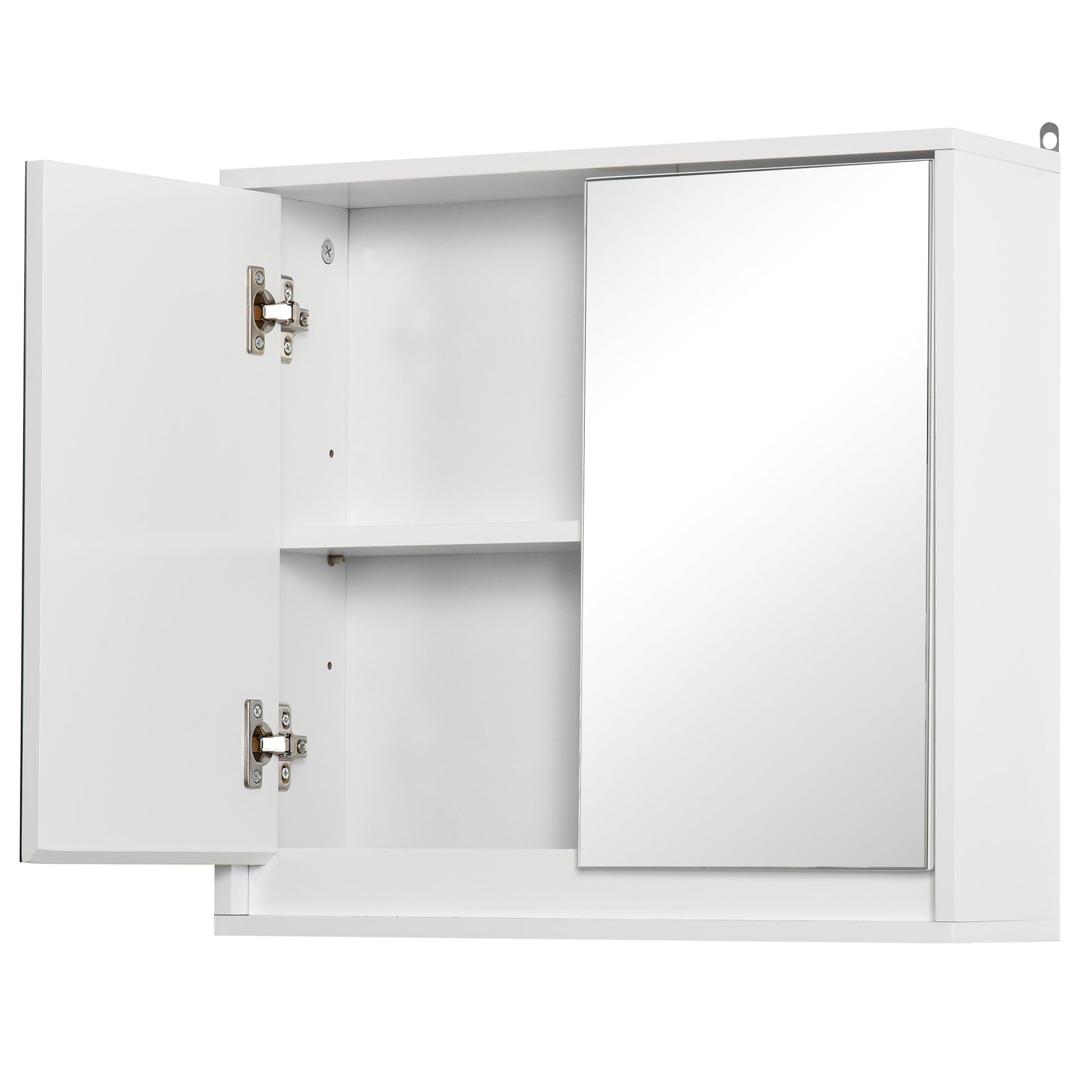 Wall Mounted Bathroom Medicine Cabinet Mirrored Cabinet with Hinged Door 2-Tier Storage Shelves White Mirror Medicine Cabinets   at Gallery Canada