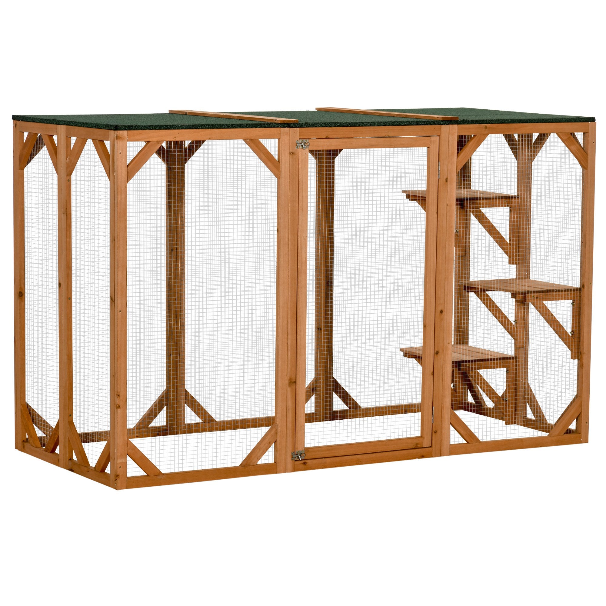 Cat Cage Indoor Catio Outdoor Cat Enclosure Pet House Small Animal Hutch for Rabbit, Kitten, Crate Kennel with Waterproof Roof, Multi-Level Platforms, Lock, Orange Outdoor Cat Enclosures Orange at Gallery Canada