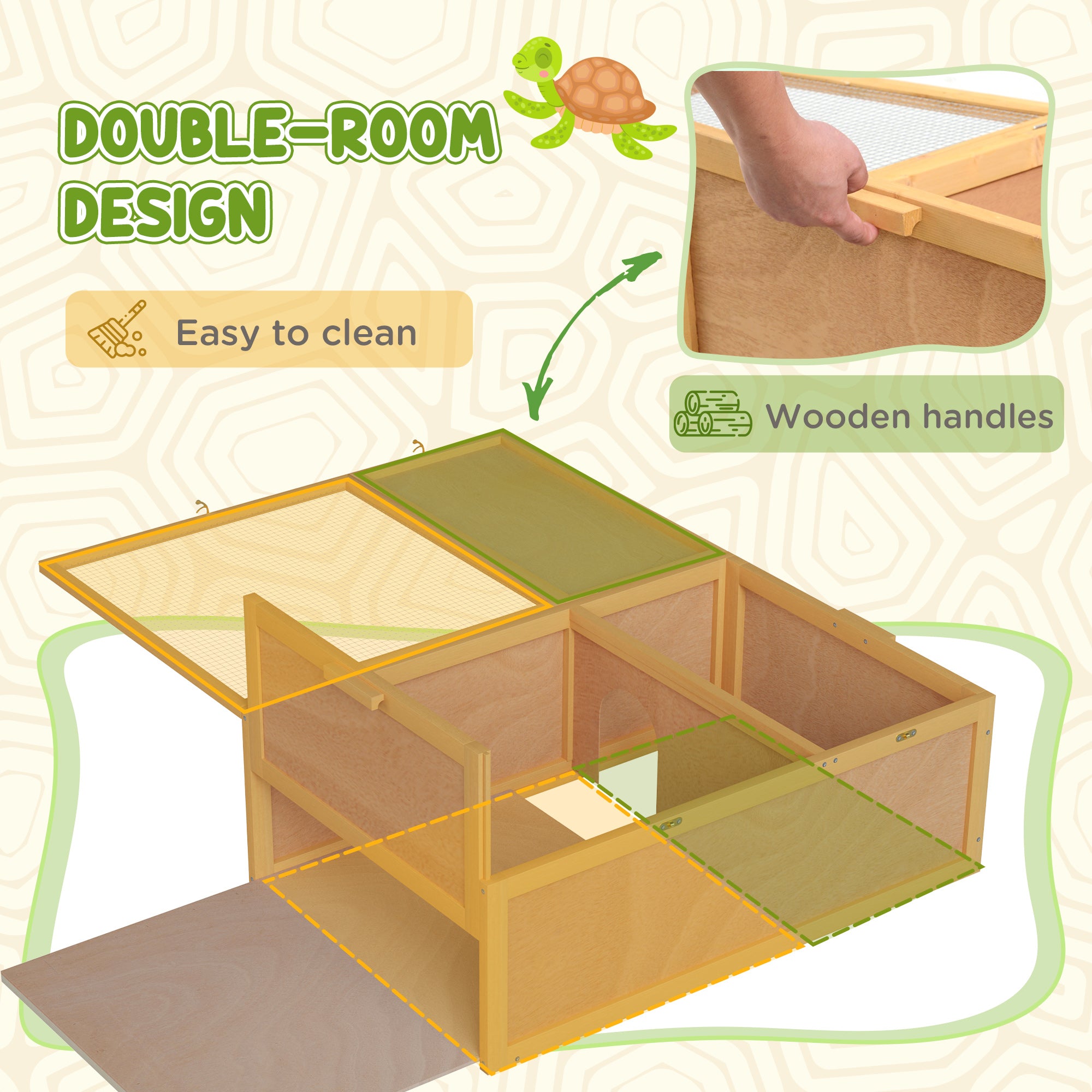 Wooden Tortoise Enclosure with Two Room Design, for Indoor Use, 37