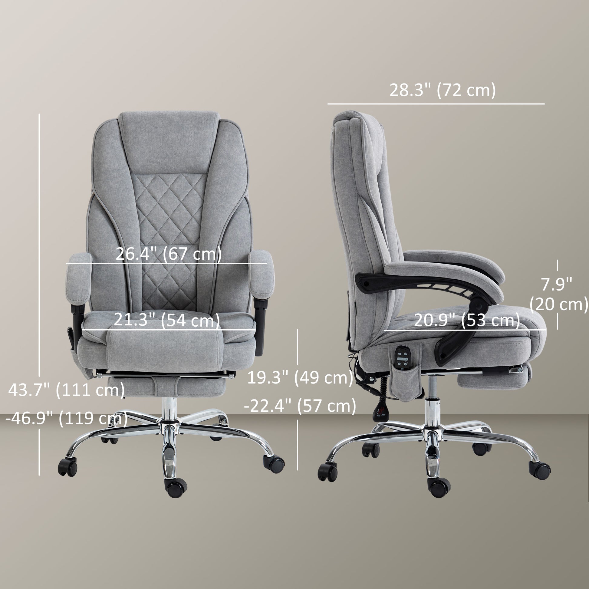 Massage Office Chair, Heated Reclining Computer Chair with Adjustable Height and Footrest, Grey Massage Chairs Grey  at Gallery Canada