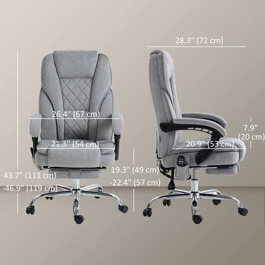 Massage Office Chair, Heated Reclining Computer Chair with Adjustable Height and Footrest, Grey Massage Chairs   at Gallery Canada