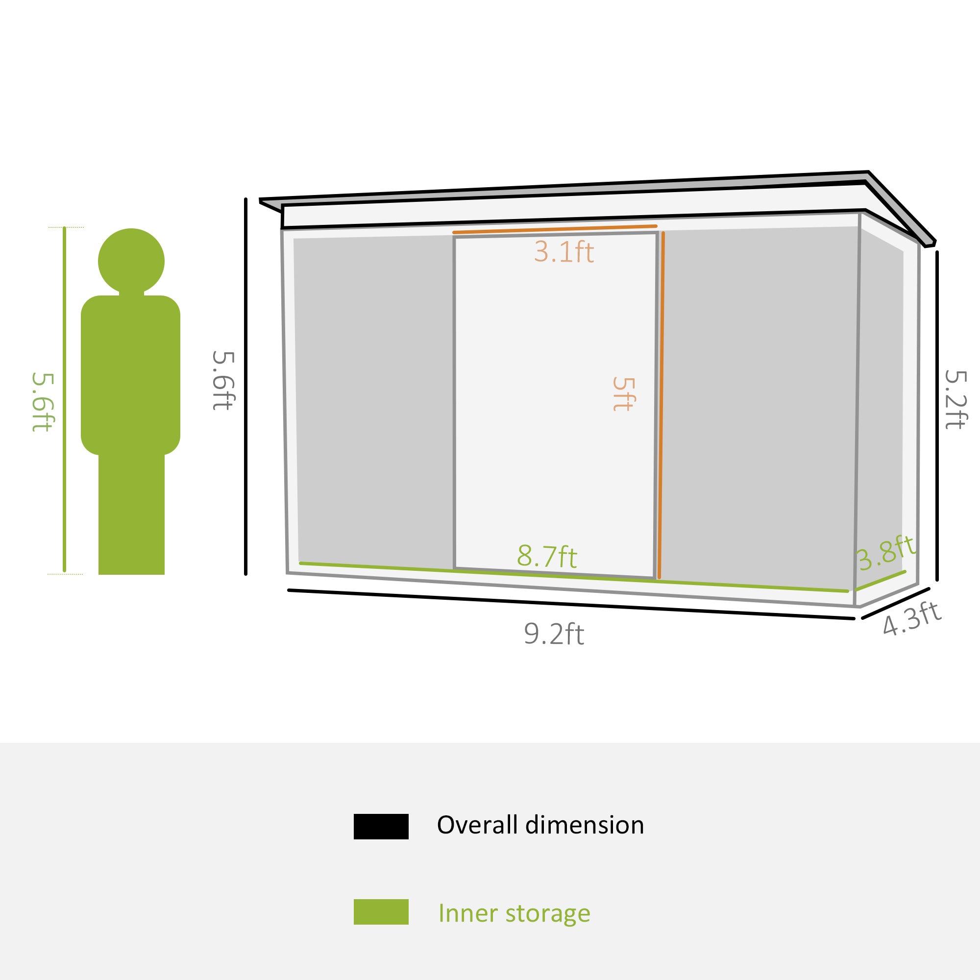 9' x 4' Garden Metal Storage Shed Outdoor Equipment Tool Box with Foundation Ventilation &; Doors, Light Green Sheds   at Gallery Canada