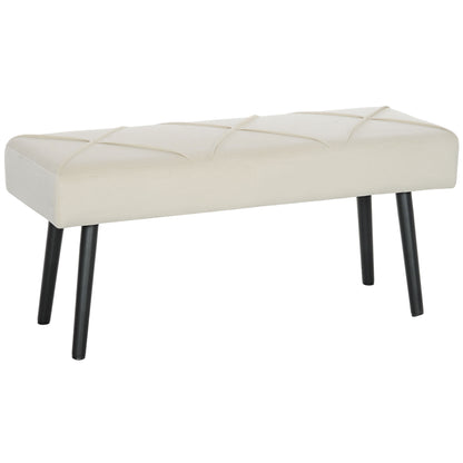 39 Inches Upholstered Bedroom Bench, Modern End of Bed Bench with Steel Legs, Cream White Storage Ottomans & Benches   at Gallery Canada