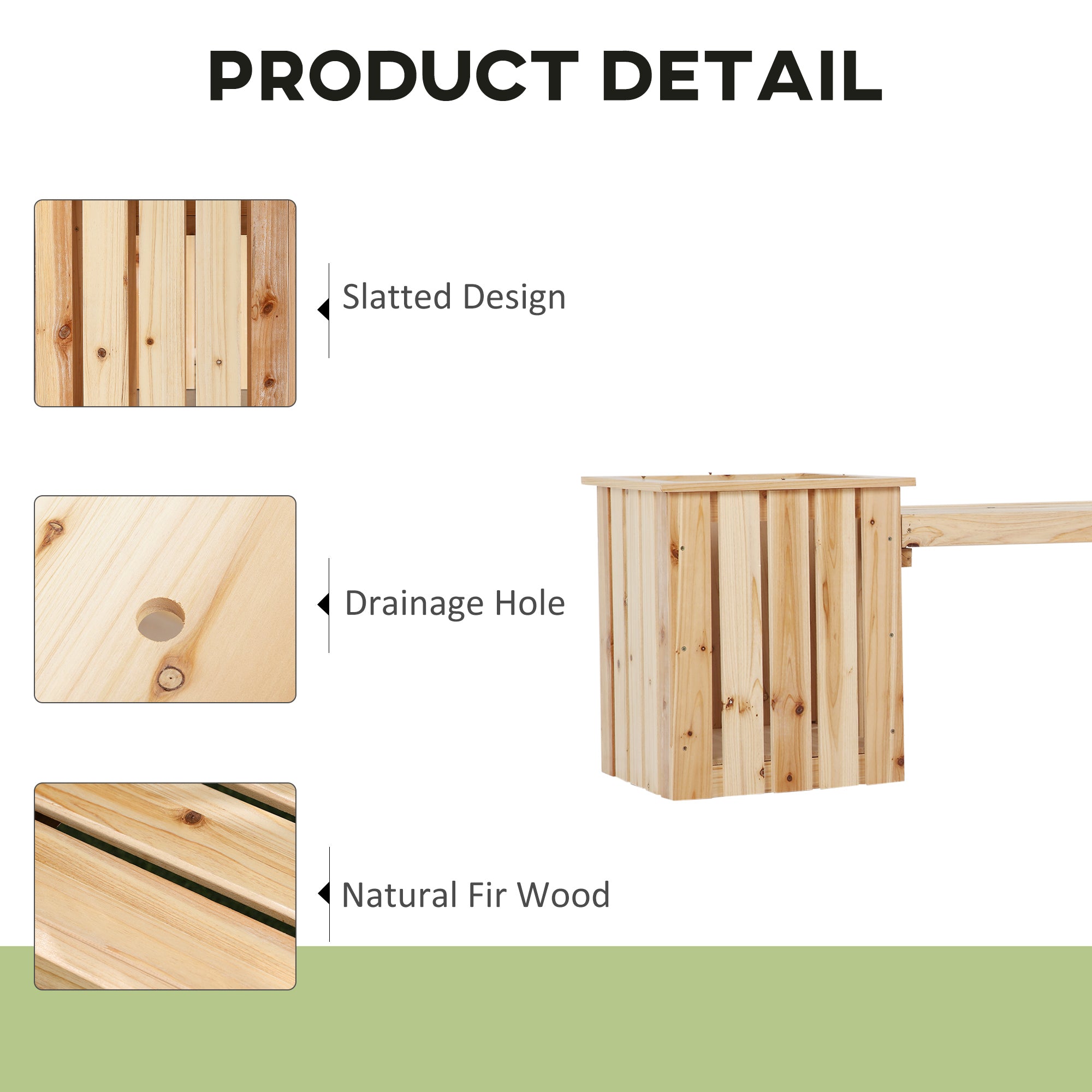 Outdoor Wooden Garden Stool Bench with 2 Planters, Natural Wood Outdoor Benches   at Gallery Canada